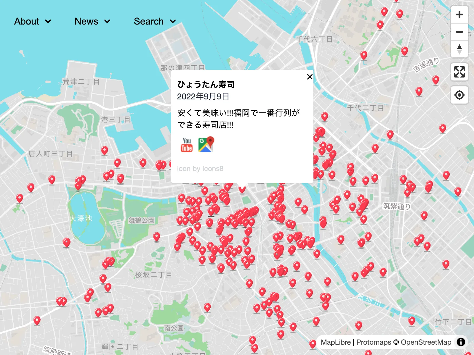 Screenshot for nakaji map web app